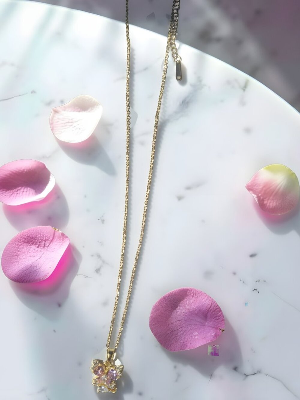 18K Gold Plated Zircon Glimmering Blush Pink & Crystal White Butterfly Necklace